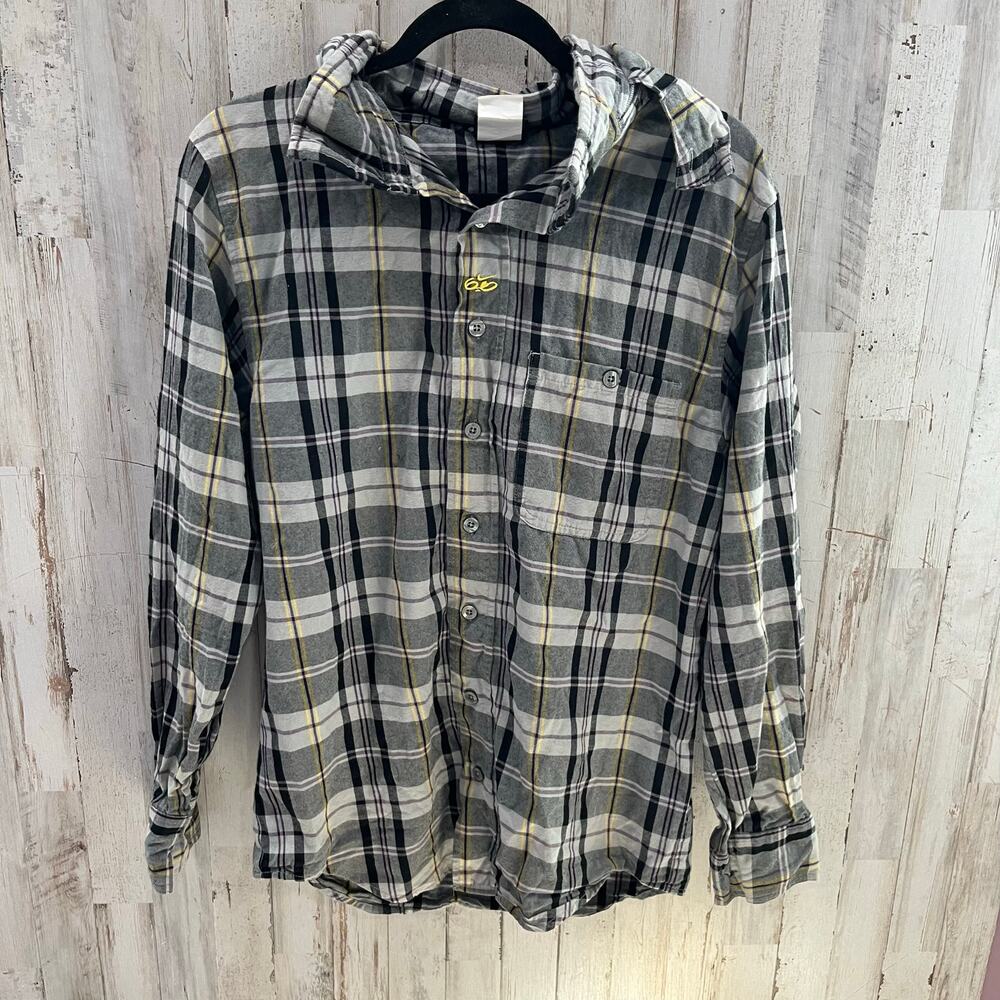 Nike 6.0 Hooded Skateboard Flannel Button Down Over Shirt Long Sleeve Size Small